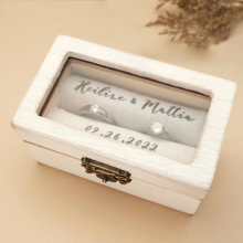 Personalized Wedding Rings Box Wooden Box for Wedding Ceremony Wedding Ring Holder Engagement Proposal Ring Pillow