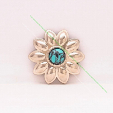 10X 30mm Silver Real Natural Green Turquoise Leathercraft Belt Luggage bag Accessories Fastener Flower Conchos Screwback