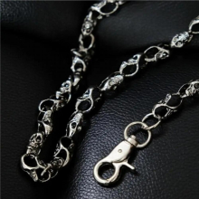 X7YA Snap Closure Punk Skull Trouser Chain Hip-hop Style Pant Chain Ornament
