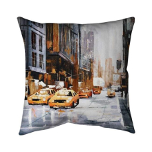 20 x 20 in. Big City Street with Yellow Taxi-Double Sided Print Indoor Pillow
