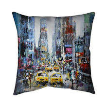 26 x 26 in. Urban Scene with Yellow Taxis-Double Sided Print Indoor Pillow