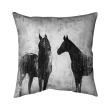 20 x 20 in. Black & White Horses-Double Sided Print Indoor Pillow