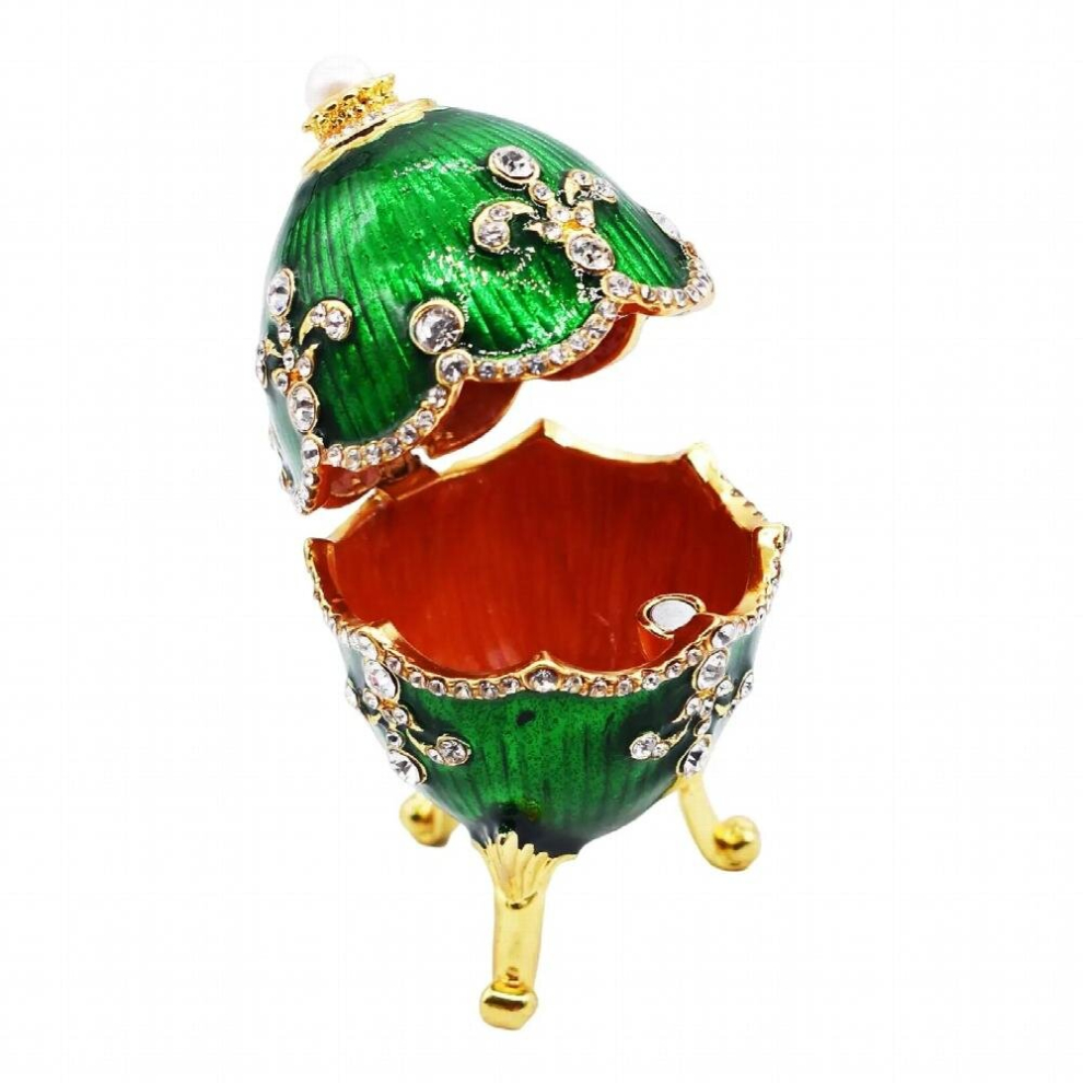 Enameled Easter Egg Decoration Jewelry Holder Box Collectible Figurine