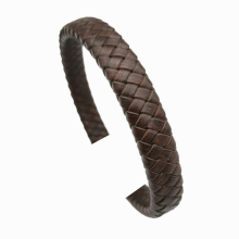 Aaazee 1 Yard 12x6mm Braided Leather Strap Woven Folded Strip Distressed Dark Brown