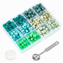1Set Sealing Wax Particles with Stainless Steel Spoon and Candlefor Retro Seal Stamp Green 9mm 363pcs/set