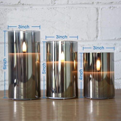 Gray Glass Flameless Flickering Candle Light with Remote Control 2