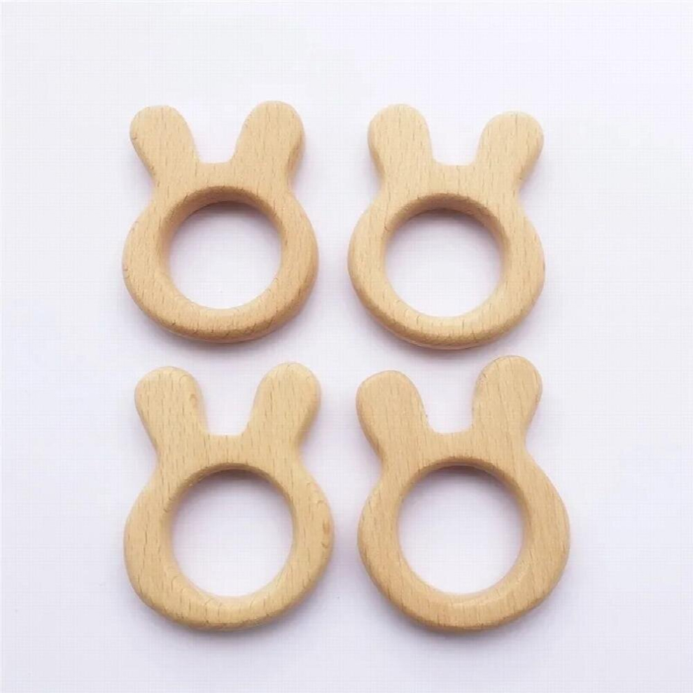 Chenkai 10pcs Baby Wood Rabbit Teether Natural Teething Grasping Baby Toddler Toy Wooden Teether DIY Newborn Baby Gift