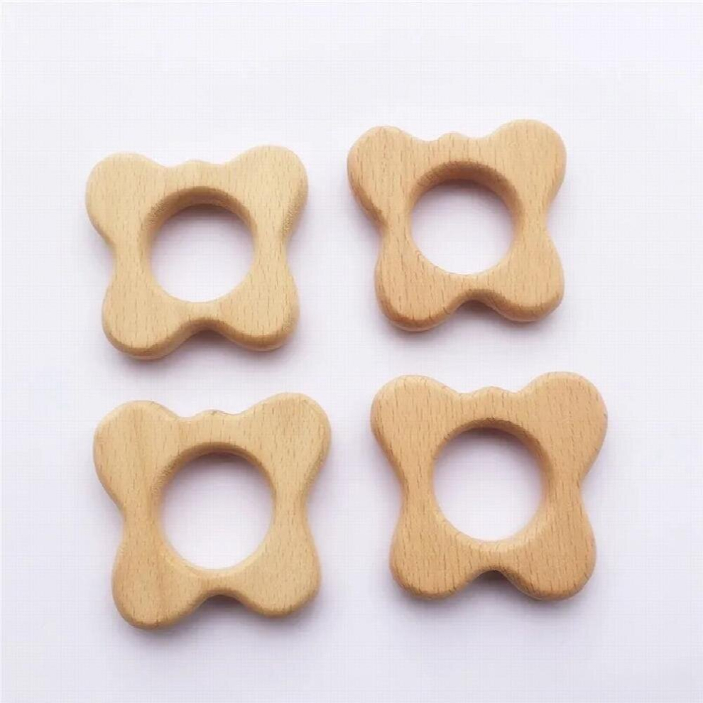 Chenkai 10pcs Baby Wood Butterfly Teether Natural Teething Grasping Baby Toddler Toy Wooden Teether DIY Newborn Baby Gift