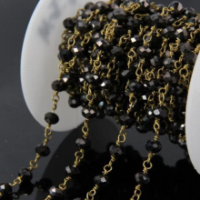 5Meters Gun Glass Rondelle Bead Rosary Chains,Faceted Glass Beads Wire Wrapped Brass Chains Necklace Jewelry supplies