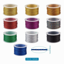 10rolls Nylon Metallic Cords for Jewelry Making DIY Mixed 1mm about 20m/Roll, 10 colors, 1roll/color