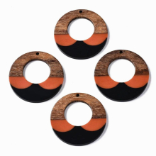 20Pcs Colorful Resin Wood Pendants Flat Round Ring Charms for Women Girls Earrings Necklace Vintage Jewelry Findings DIY Making