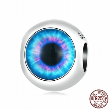 Sterling Silver S925 Weird Eyes Beaded Bracelet Charms Fashionable Beads Accessories
