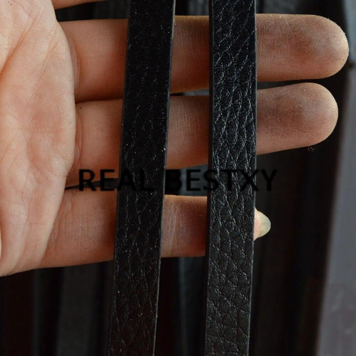 5m/lot 10*3mm flat leather cords strings with litchi pattern edged flat leather strips for bracelets 2