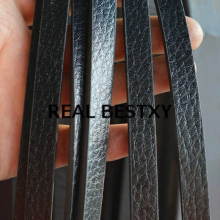 5m/lot 10*3mm flat leather cords strings with litchi pattern edged flat leather strips for bracelets