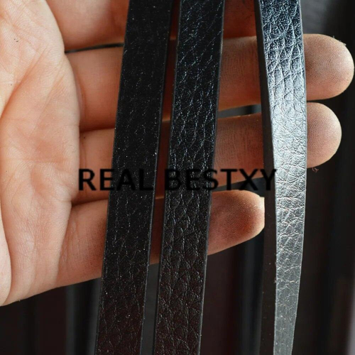 5m/lot 10*3mm flat leather cords strings with litchi pattern edged flat leather strips for bracelets 1