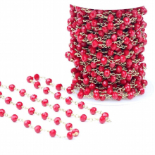 5Meter Red Crystal Rosary Chain Plated Wire Wrap Beaded Chain Faceted Glass Bead DIY Jewelry Accessories Necklace Bracelet
