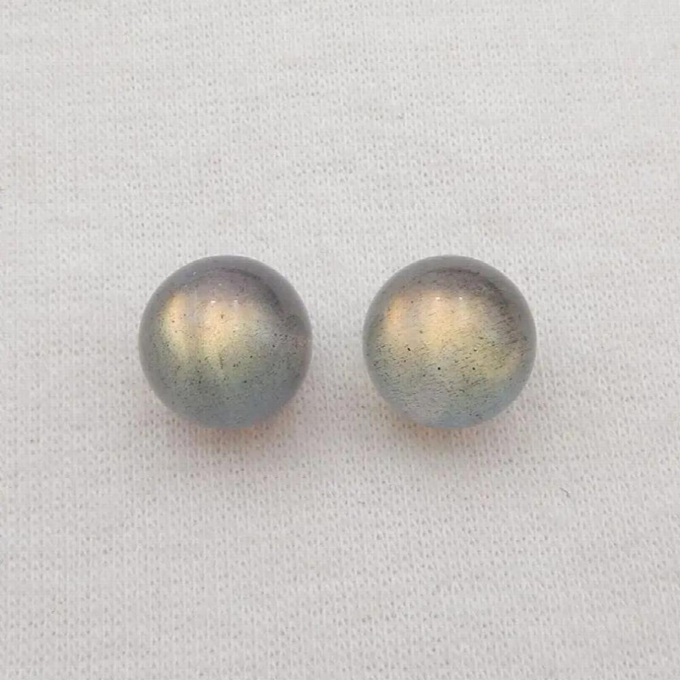 Semiprecious Jewelry Natural Stone Flashy Labradorite Half Drilled Earring Bead For Women 10mm 3g-image-OPC-PCT582C-NEW