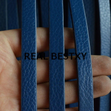 5m/lot 10*3mm flat leather cords strings with litchi pattern edged flat leather strips for bracelets