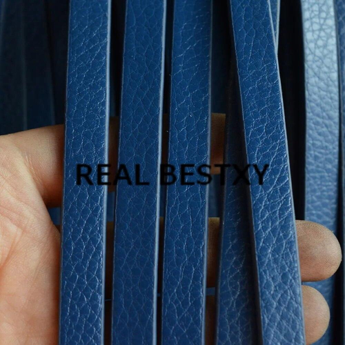 5m/lot 10*3mm flat leather cords strings with litchi pattern edged flat leather strips for bracelets 2