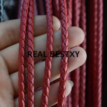 2m/lot 5mm red braided round leather cords knit leather strips leather straps leather threads for bracelets