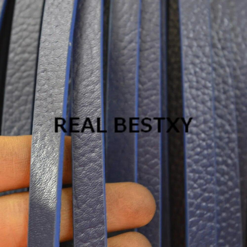 5m/lot 10*3mm flat leather strap strings with litchi pattern edged flat leather cords for bracelets 2
