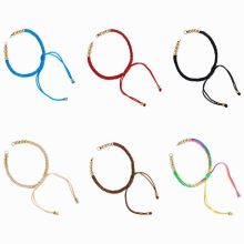12pcs Adjustable Nylon Braided Bracelet Cord Rope with Brass Beads For DIY Bracelets Jewelry Makings Accessories Supplies