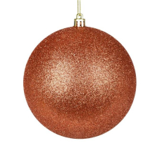 10 in. Coral Glitter Finish Ball Ornament with Drilled Cap