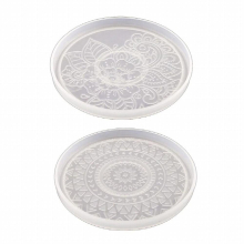 Patterned Round Coaster Epoxy Resin Mold Cup Mat Mug Pad Silicone Mold