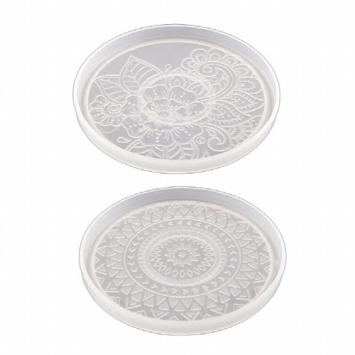 Patterned Round Coaster Epoxy Resin Mold Cup Mat Mug Pad Silicone Mold