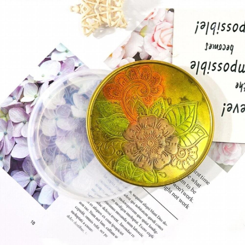 Patterned Round Coaster Epoxy Resin Mold Cup Mat Mug Pad Silicone Mold 2
