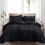 (DOUBLE (200 X 200)CM) Plain Dyed Duvet Cover Quilt Black Bedding Sets 1