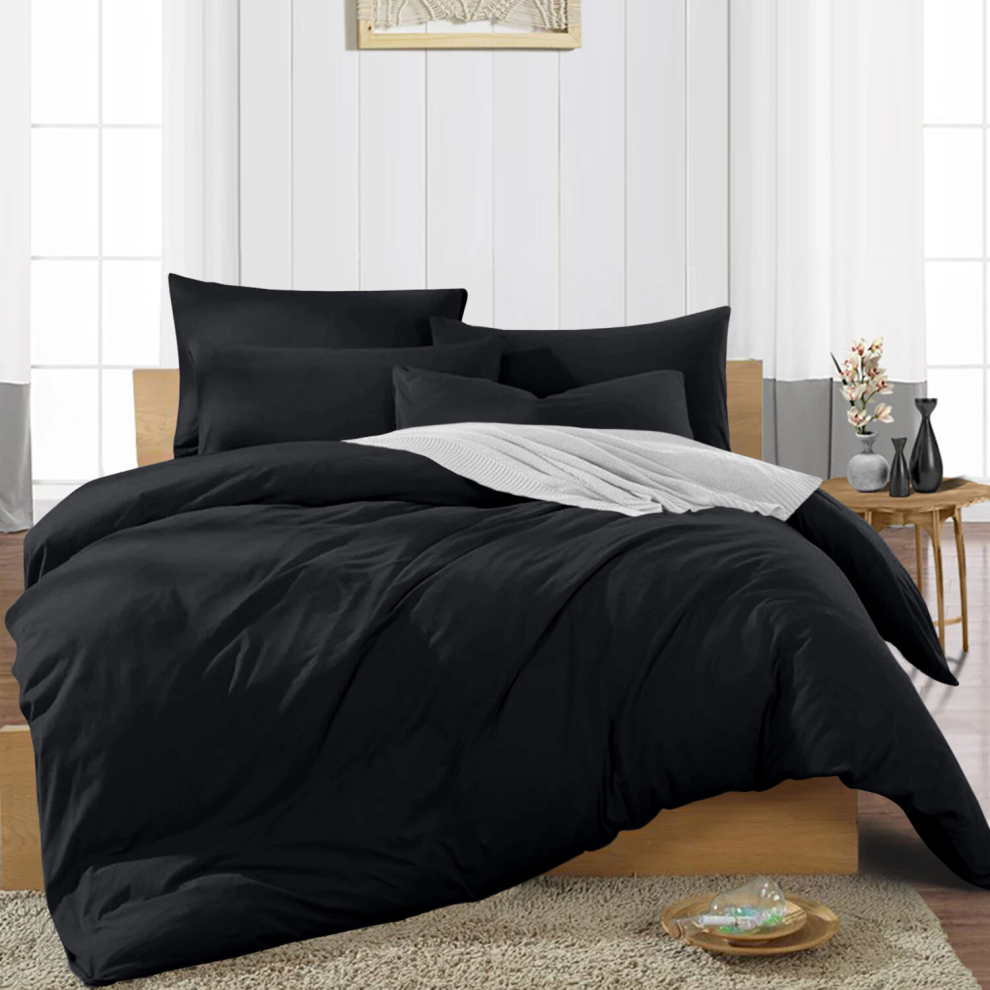 (KING (230 X 220)CM) Black Duvet Quilt Covers Christmas Bedding 200 Thread Count Single Double King Sizes