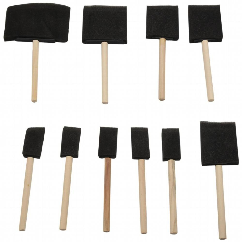Foam Brush Painting Sponge Tool With Hardwood Handles Pack Of 10 885667932709