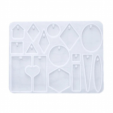 F19D Silicone Pendant Mold Clay Molds Multi-Shapes Silicone Keychain Moulds with Holes Perfect Gift for DIY Hand-Making Lover