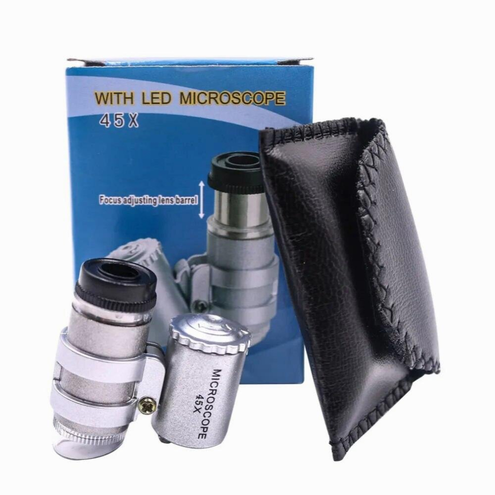 Light 45X Magnifying Glass Microscope With Led Adjustable Focus Compact And Easy To Carry Jewelry Magnification