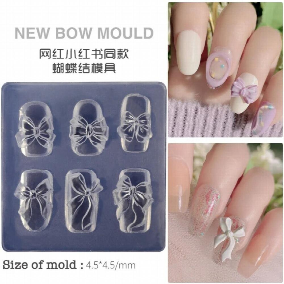 Silicone Nail Carving Mold 3D Bowknot Butterfly Mould ?????????? ????? Stamping Plate Nails Stencils DIY Manicure Tools