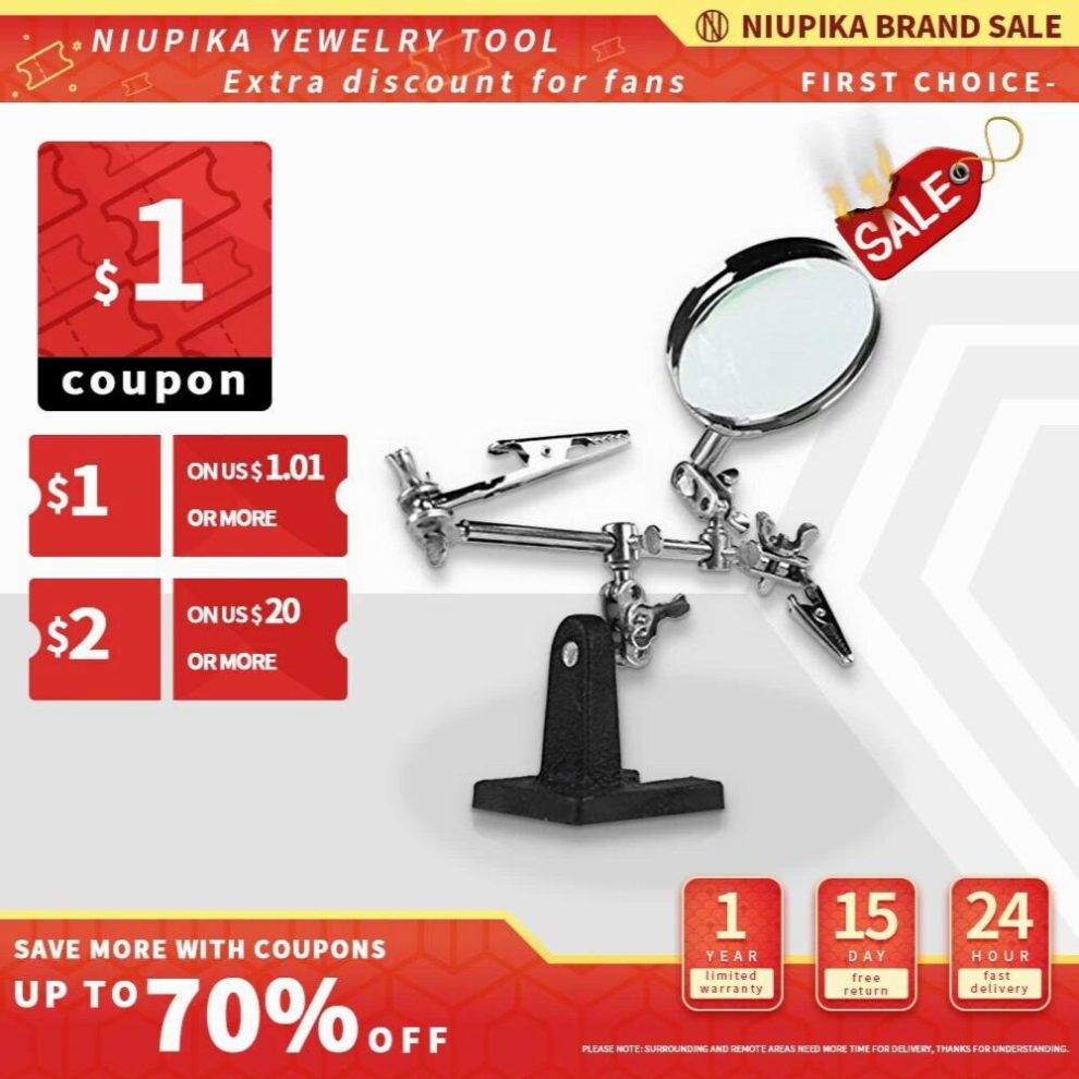 Welding Clip Magnifying Glass 2.5X Lens Adjustable Soldering Iron Stand Auxiliary 885667946997