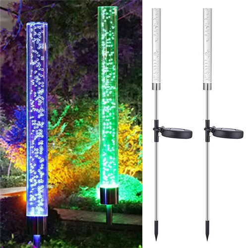 (2 Pcs) LED Solar Powered Acrylic Bubble Light Lawn Lamp
