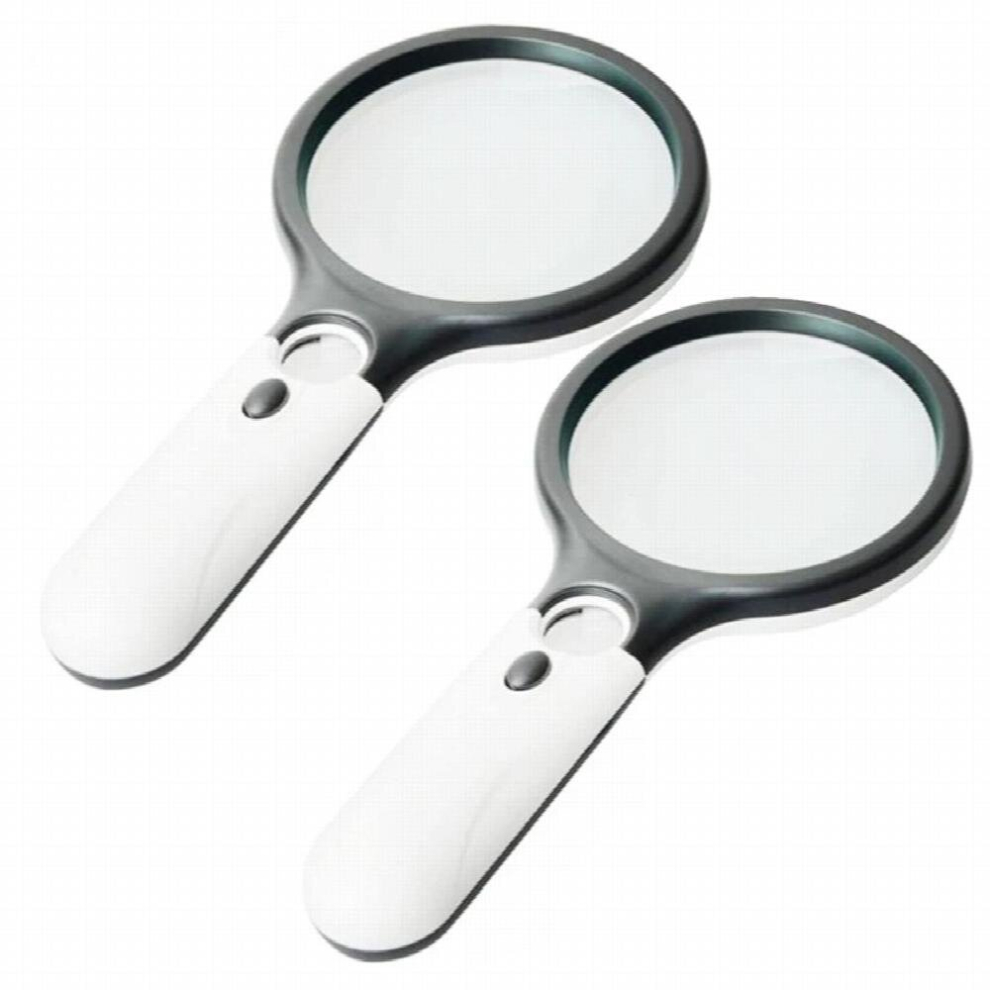 45X Handheld Reading Magnifying Glass Lens Jewelry Watch Loupe Illuminated Jewelry Loupe Magnifier With 3LED 2Pc