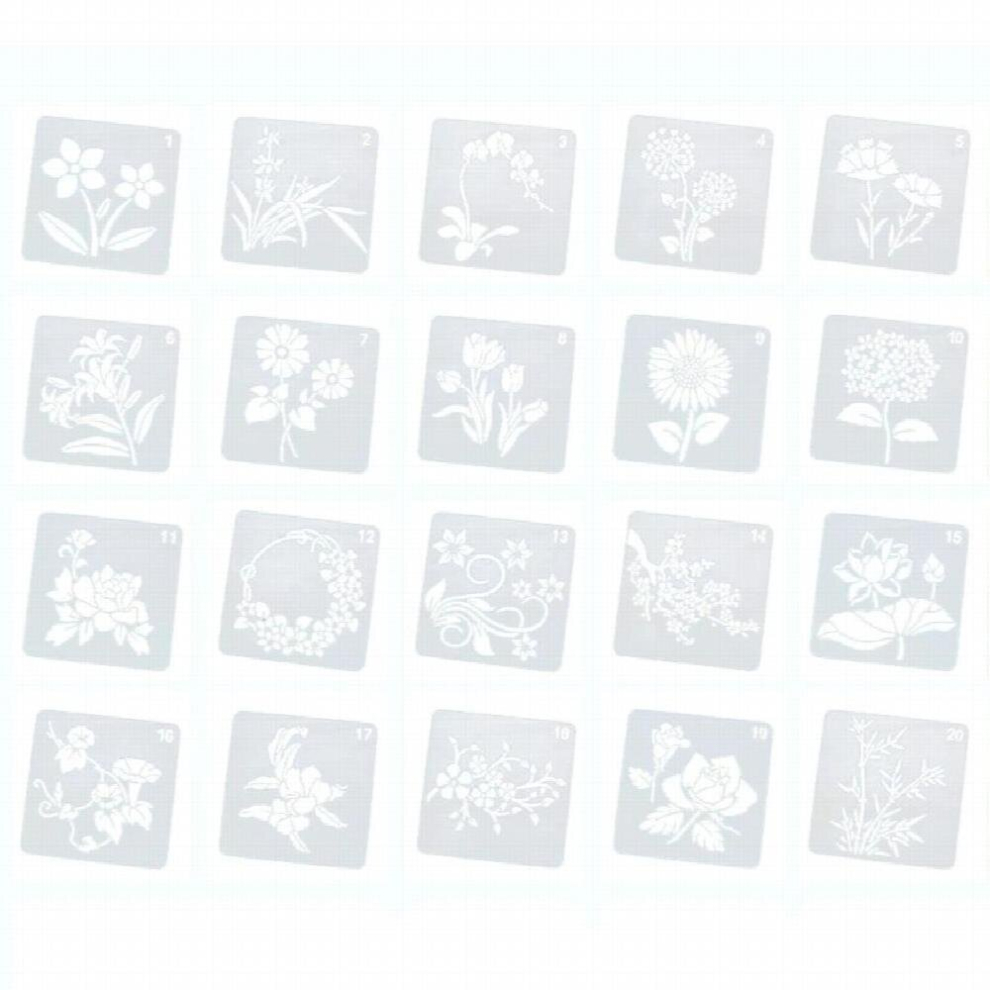 20Pcs Flower Stencils Sunflower Rose Leaf Drawing Template Hollow Artifact Painting Stencil For Painting On Wood Wall 885667954145