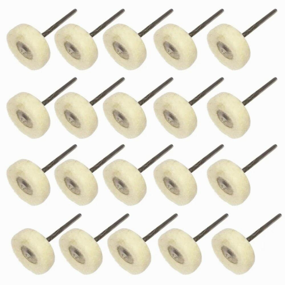 Mounted Wool Felt Polishing Buff Wheels With Mandrel For Rotary Tools 2.35Mm Shank Pack Of 20 885667957191