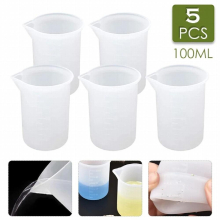 5pcs 100ml Clear Silicone Measuring Cups Epoxy Tool Split Cup For Casting UV Resin Mold DIY Jewelry Art Kitchen Lab Tools