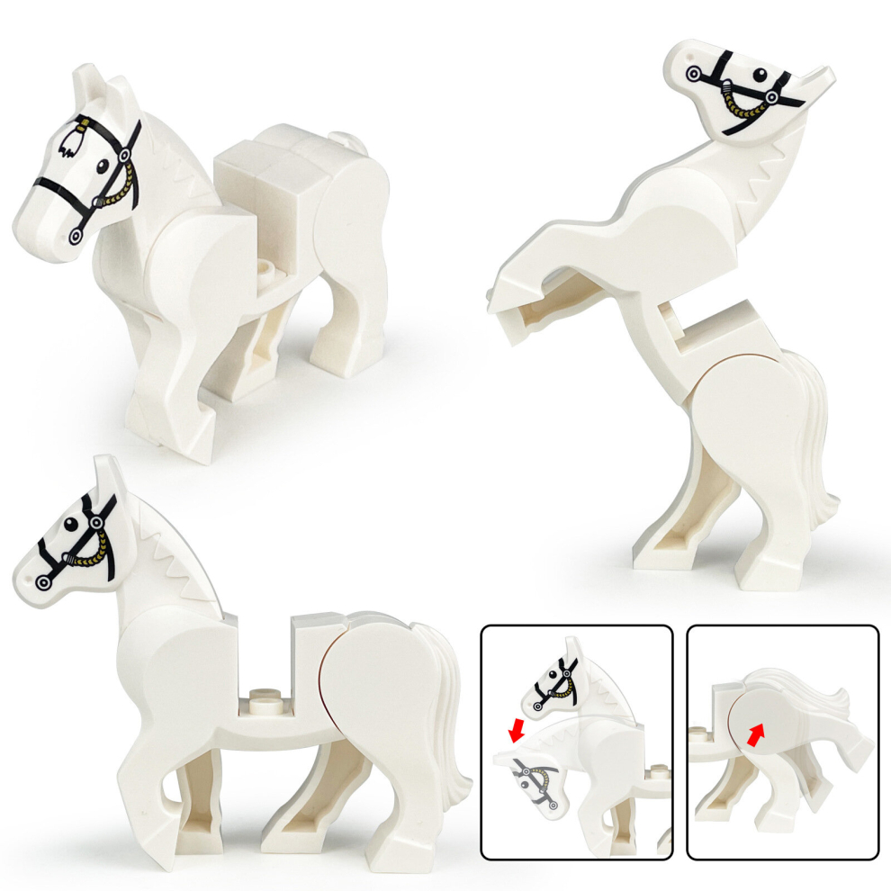 (White) 4Pcs/set Horse Figures Accessories Building Blocks Toys Small Pellets Fit Lego