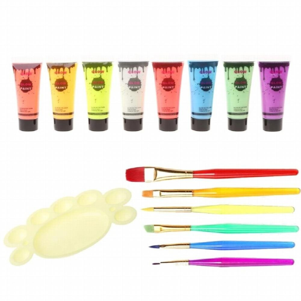 Dark 97Qe 7Pcs 25Ml Uv Glow Blacklight Luminous Face And Body Paint Neon Fluorescent Pigment Glow In The Makeup Painting Kit