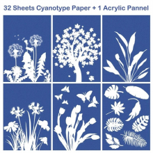32 Pcs Sun Printing Paper Cyan Paper Kit A5 Solar Drawing Paper Sensitive Sun Printing Natural Printing Paper for Crafts