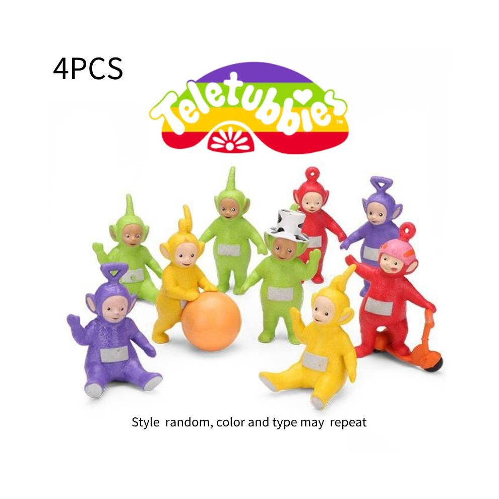 Veishet Random Teletubbies 4Pcs Pvc Figures Set - Diy Cake Topper & Decor, 5-9Cm Collectible Teletubbies Models