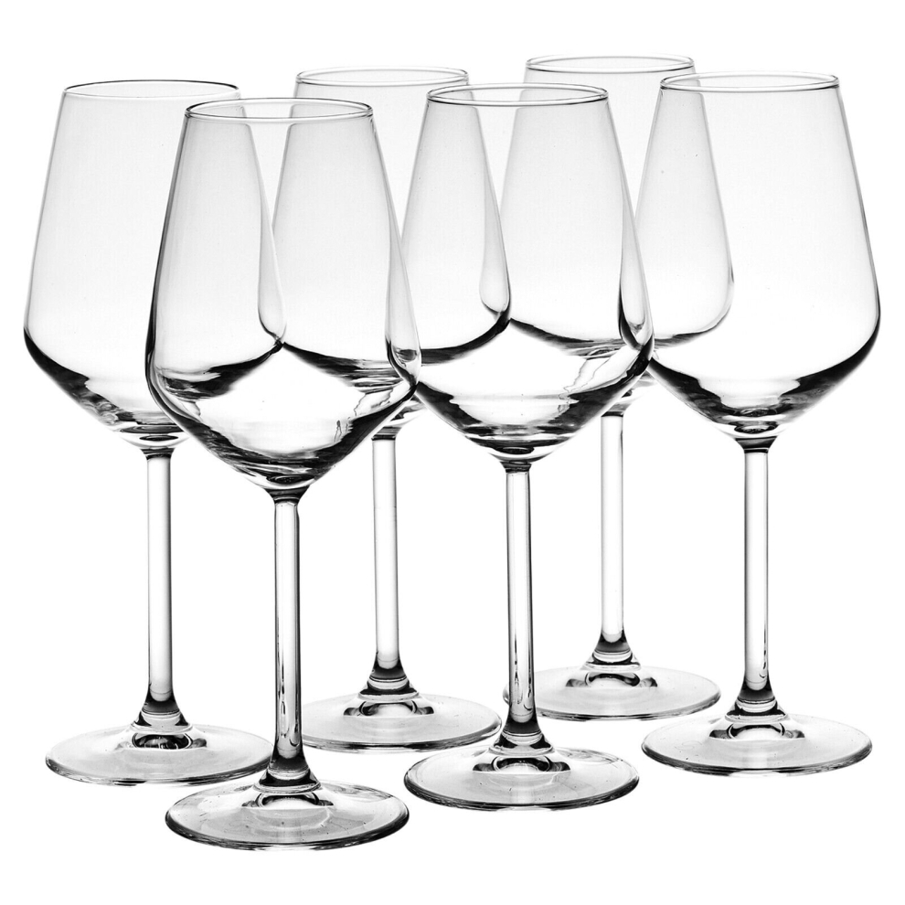 Queensway Home & Dinning 6 X 350Ml Stemmed Clear Glass White Red Wine Water Drinking Glasses Goblets Set