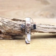 Natural Agates Cross Soldered Bronze Pendants Antique Copper Wire Wrap Amethysts Citrine Skull Necklaces Boy Boho Jewelry,QC3216