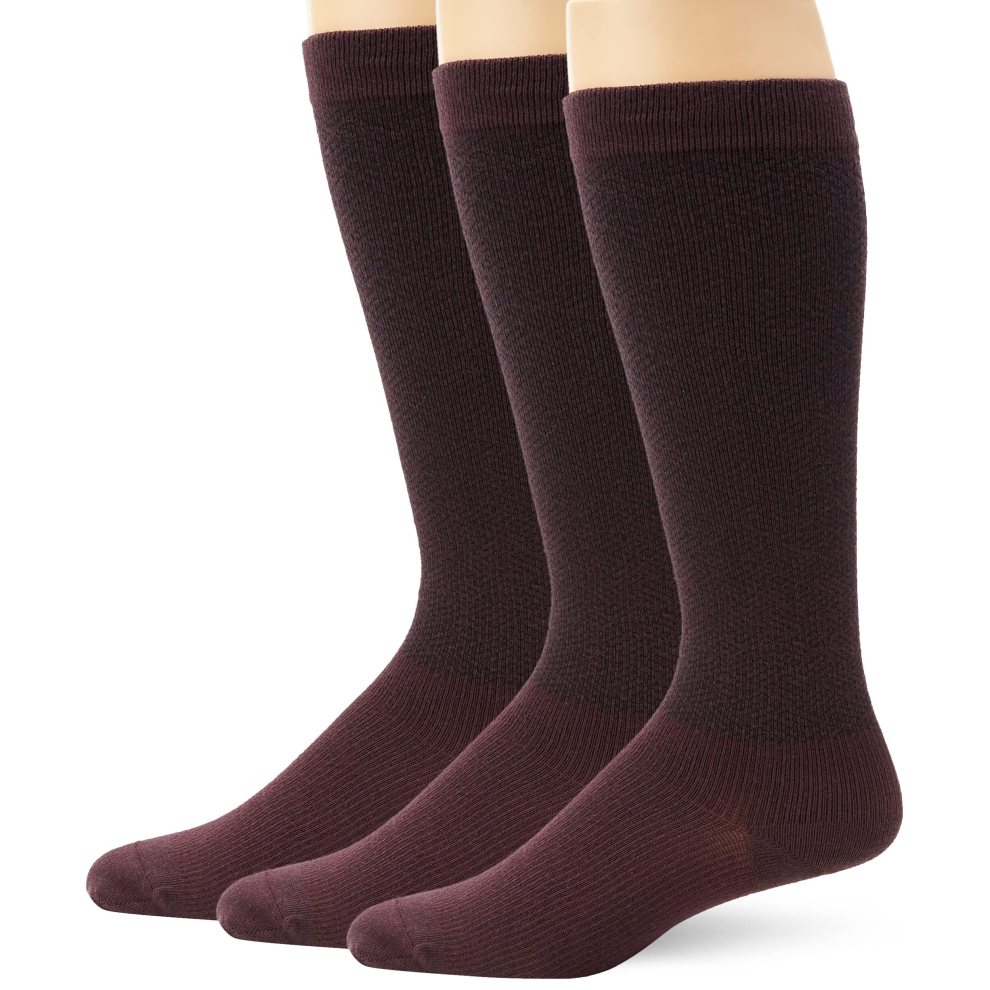 Dr Scholls Mens graduated compression Over The calf Socks-2 & 3 Pair Packs, Burgundy, 7-12