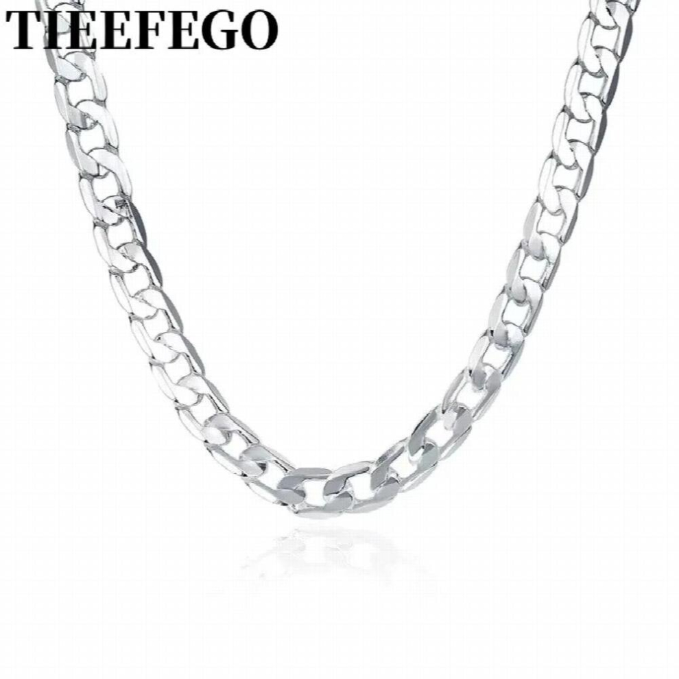 Men 925 Sterling Silver Necklace For Mens 20/24 Inches Classic 10MM Chain Jewelry Wedding Christmas